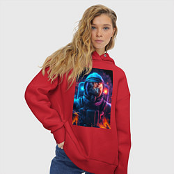 Толстовка оверсайз женская Огненный космонавт, цвет: красный — фото 2