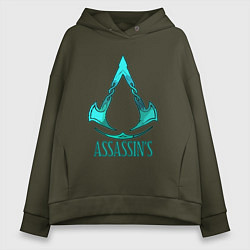 Толстовка оверсайз женская Assassins Creed art, цвет: хаки