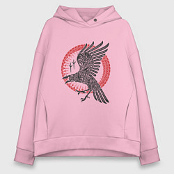 Толстовка оверсайз женская Ворон мифология славян, цвет: светло-розовый