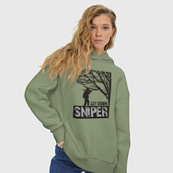 Толстовка оверсайз женская Get down sniper, цвет: авокадо — фото 2