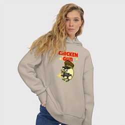 Толстовка оверсайз женская Chicken Gun - игра, цвет: миндальный — фото 2