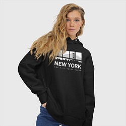 Толстовка оверсайз женская Нью-Йорк Сити, цвет: черный — фото 2