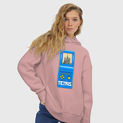Толстовка оверсайз женская Тетрис Консоль, цвет: пыльно-розовый — фото 2