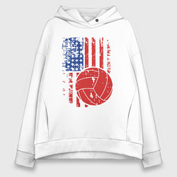 Толстовка оверсайз женская Волейбол США, цвет: белый