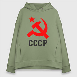 Толстовка оверсайз женская СССР стиль, цвет: авокадо