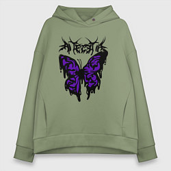 Толстовка оверсайз женская Gothic black butterfly, цвет: авокадо