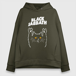 Толстовка оверсайз женская Black Sabbath rock cat, цвет: хаки