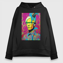 Толстовка оверсайз женская Andy Warhol - pop art, цвет: черный