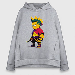 Толстовка оверсайз женская Bart Simpson samurai - neural network, цвет: меланж