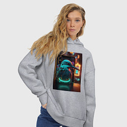 Толстовка оверсайз женская Зимородок киберпанк, цвет: меланж — фото 2