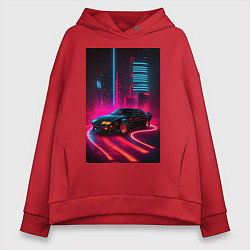 Толстовка оверсайз женская KITT auto - неон, цвет: красный
