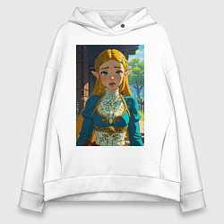 Толстовка оверсайз женская The legend of Zelda - ahegao art, цвет: белый