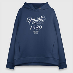 Толстовка оверсайз женская Fabulous since 1989, цвет: тёмно-синий