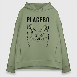 Толстовка оверсайз женская Placebo - rock cat, цвет: авокадо