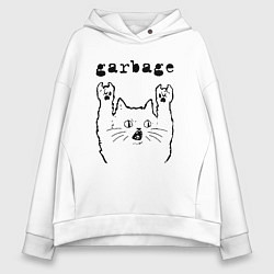 Толстовка оверсайз женская Garbage - rock cat, цвет: белый