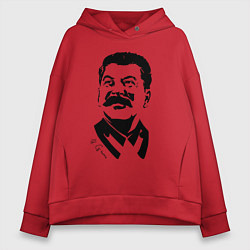 Толстовка оверсайз женская Сталин чб, цвет: красный