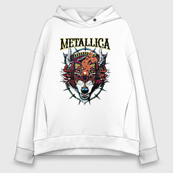 Толстовка оверсайз женская Metallica - wolfs muzzle - thrash metal, цвет: белый