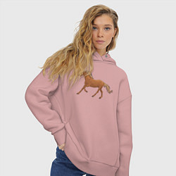 Толстовка оверсайз женская Конь бежит, цвет: пыльно-розовый — фото 2