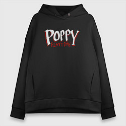 Толстовка оверсайз женская Poppy Playtime лого, цвет: черный
