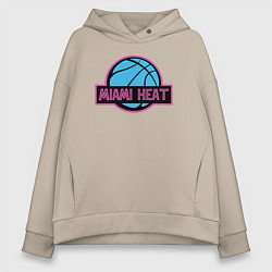 Толстовка оверсайз женская Miami Heat team, цвет: миндальный
