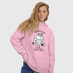 Толстовка оверсайз женская Не пропускай день ног, цвет: светло-розовый — фото 2