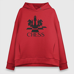 Толстовка оверсайз женская Chess play, цвет: красный