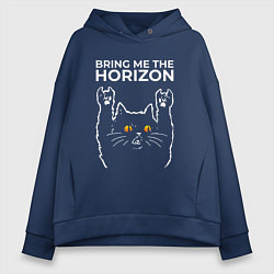 Толстовка оверсайз женская Bring Me the Horizon rock cat, цвет: тёмно-синий