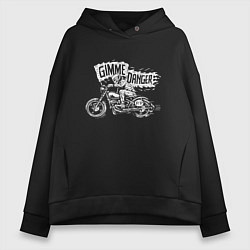 Толстовка оверсайз женская Gimme danger - motorcycle - motto, цвет: черный