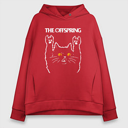 Толстовка оверсайз женская The Offspring rock cat, цвет: красный