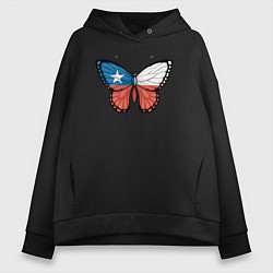 Толстовка оверсайз женская Бабочка Чили, цвет: черный
