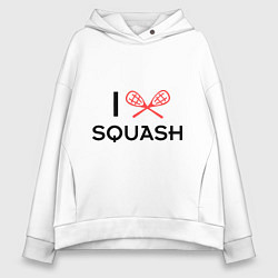 Толстовка оверсайз женская I Love Squash, цвет: белый