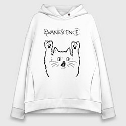 Толстовка оверсайз женская Evanescence - rock cat, цвет: белый