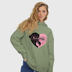 Толстовка оверсайз женская Blackpink сердце, цвет: авокадо — фото 2