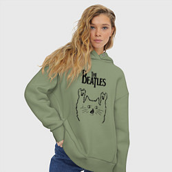 Толстовка оверсайз женская The Beatles - rock cat, цвет: авокадо — фото 2