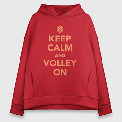 Толстовка оверсайз женская Keep calm and volley on, цвет: красный