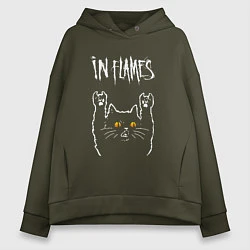 Толстовка оверсайз женская In Flames rock cat, цвет: хаки