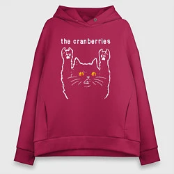 Толстовка оверсайз женская The Cranberries rock cat, цвет: маджента