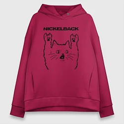 Толстовка оверсайз женская Nickelback - rock cat, цвет: маджента