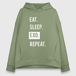 Толстовка оверсайз женская Eat Sleep EXO Repeat, цвет: авокадо