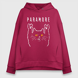 Толстовка оверсайз женская Paramore rock cat, цвет: маджента