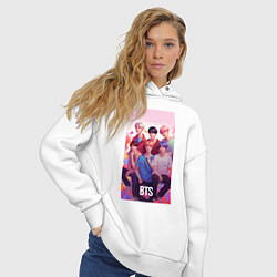 Толстовка оверсайз женская BTS art anime style, цвет: белый — фото 2