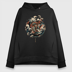 Толстовка оверсайз женская Power of the Dragon god, цвет: черный