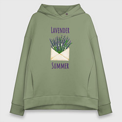 Женское худи оверсайз Lavender Summer - букет лаванды в конверте