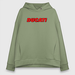 Толстовка оверсайз женская Ducati - красный градиент, цвет: авокадо