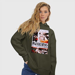 Толстовка оверсайз женская Хеллсинг постер, цвет: хаки — фото 2