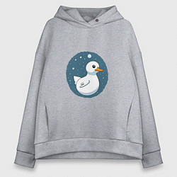 Толстовка оверсайз женская Утка в космосе, цвет: меланж