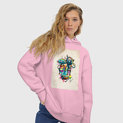 Толстовка оверсайз женская Machinarium, цвет: светло-розовый — фото 2