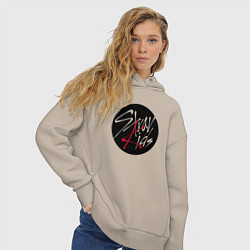 Толстовка оверсайз женская Stray Kids logo, цвет: миндальный — фото 2