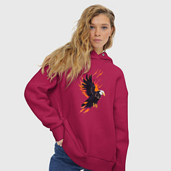 Толстовка оверсайз женская Орел парящая птица абстракция, цвет: маджента — фото 2