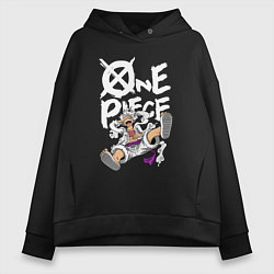 Толстовка оверсайз женская One piece - Луффи гир 5, цвет: черный